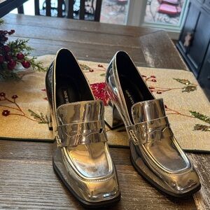 Nine West Silver Loafer Heels